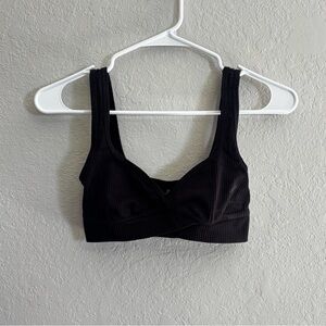 For Love And Lemons Black Ribbed Scoop Bra and Shorts Set (XXS top & XS bottom)